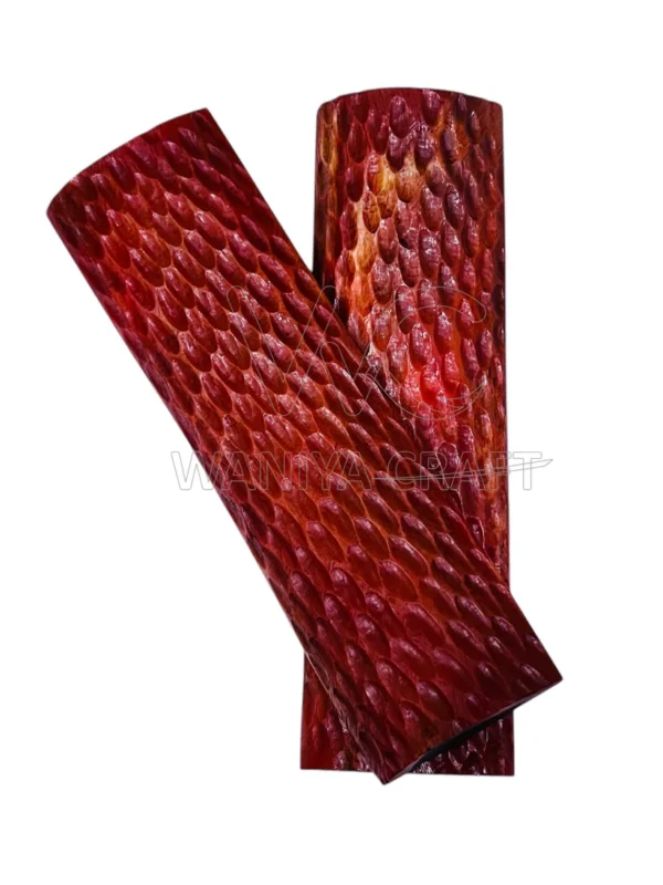 Dyed Light Red Peach Jigged Bone scales