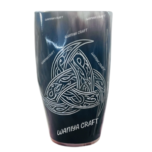 Natural Black  Carved Drinking Horn Glass with Wooden Base at high Quality