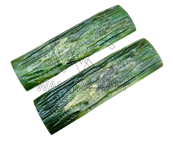 Dyed Green Stag Bone jigged Scales